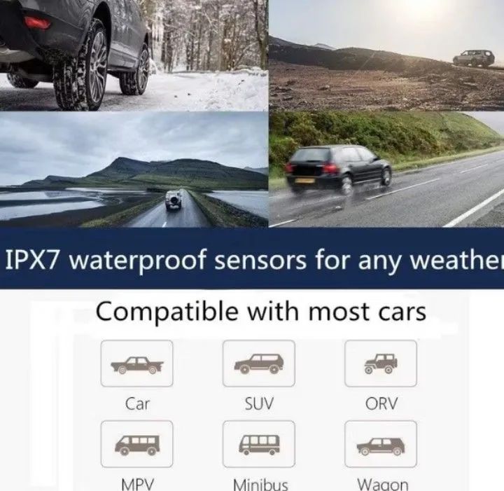 Monitor de Pressão dos Pneus TPMS Solar 4 Sensores Externos para Carro Moto - Foto 6