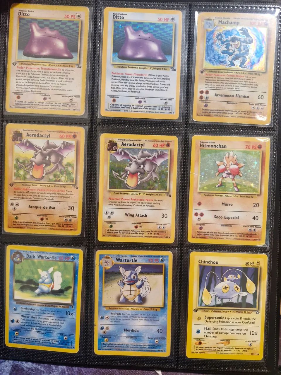 Lote de cartas pokémon antigas