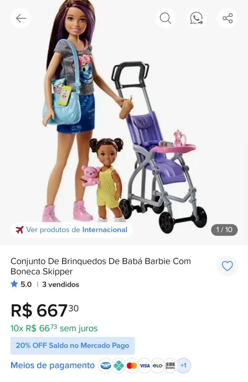 conjunto de brinquedos de babá barbie com boneca skipper - Foto 2
