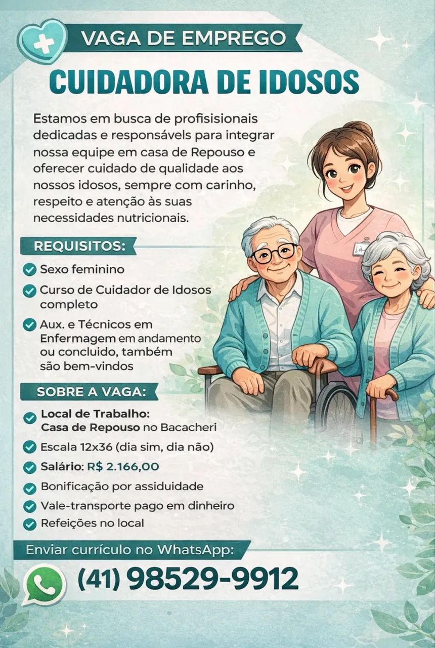 Cuidadora de Idosos - Casa de Repouso (Bacacheri | Curitiba)
