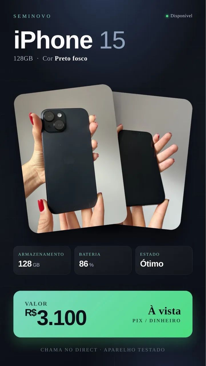 iPhone 15 128g - 86% bateria 