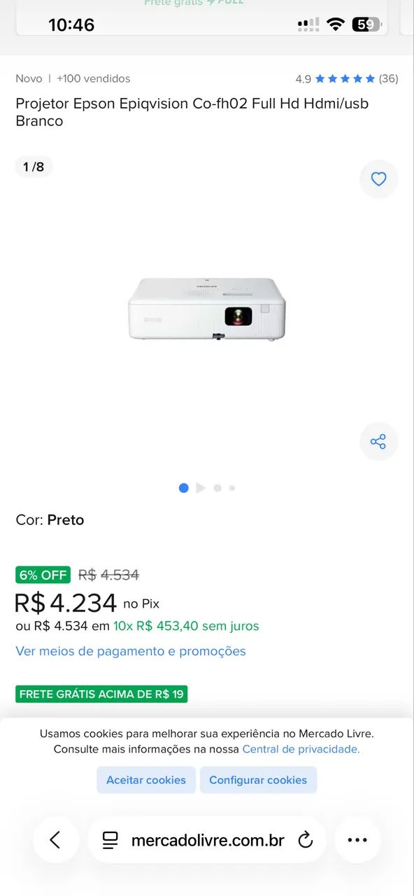 Projetor Epson Epiqvision semi novo 