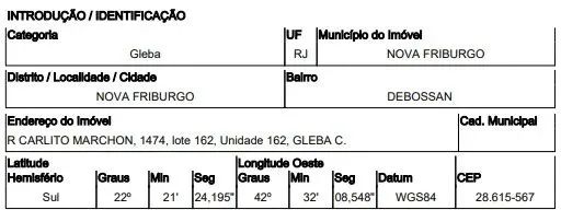 Terreno de leilão em DEBOSSAN / NOVA FRIBURGO / RJ | Licitação Aberta
