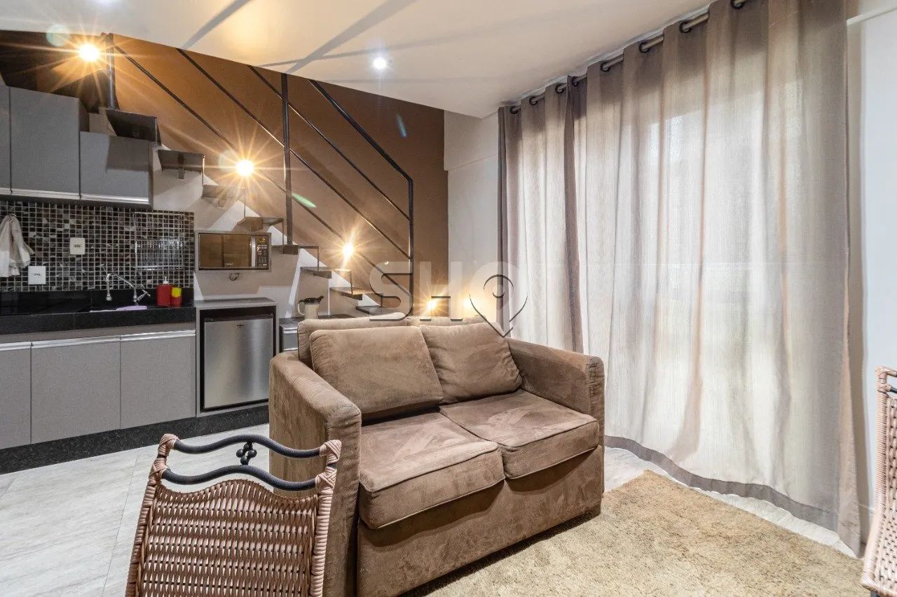 Apartamento Duplex, para locação, com 65m², 1 quarto e 1 vaga Mobiliado.