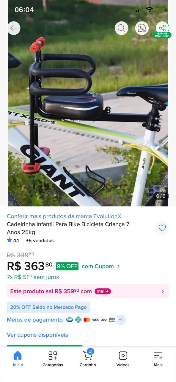 Cadeirinha de bike 