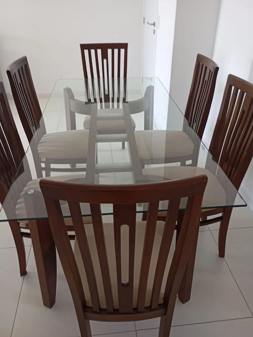Mesa de Madeira com tempo de vidro - Foto 4