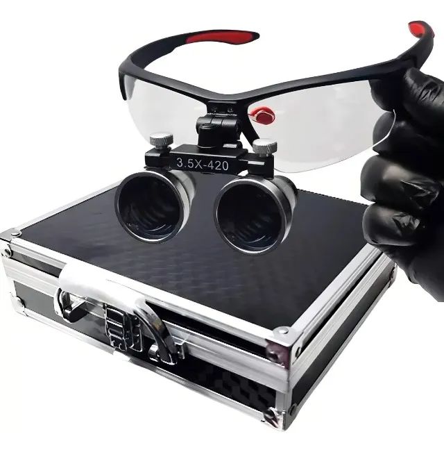 Óculos Lupa Binocular 3.5x com LED Profissional + Estojo
