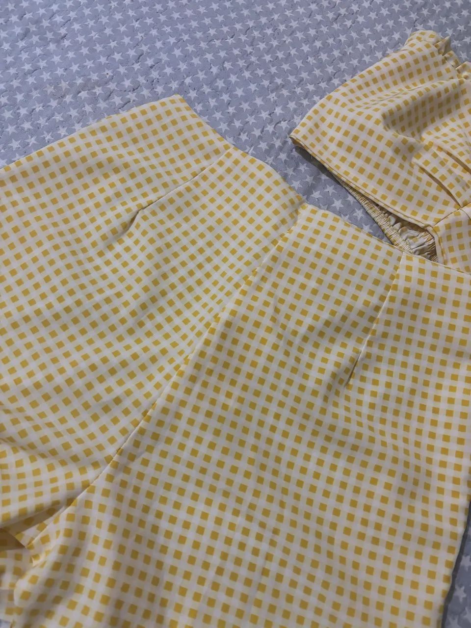 Conjunto xadrez amarelinho Cropped e Short  - Foto 4