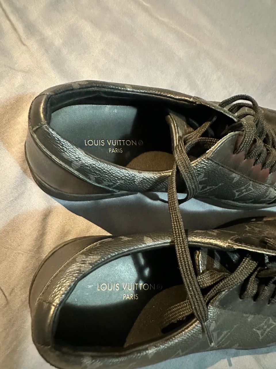 Tênis Louis Vuitton Monogram Eclipse de couro preto - Foto 3