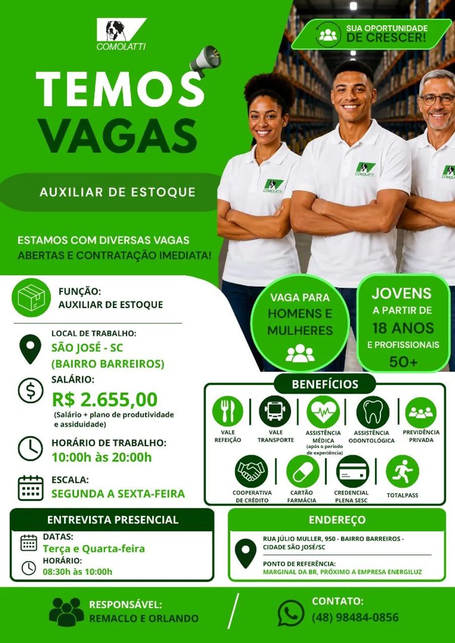 Vaga Auxiliar de Estoque