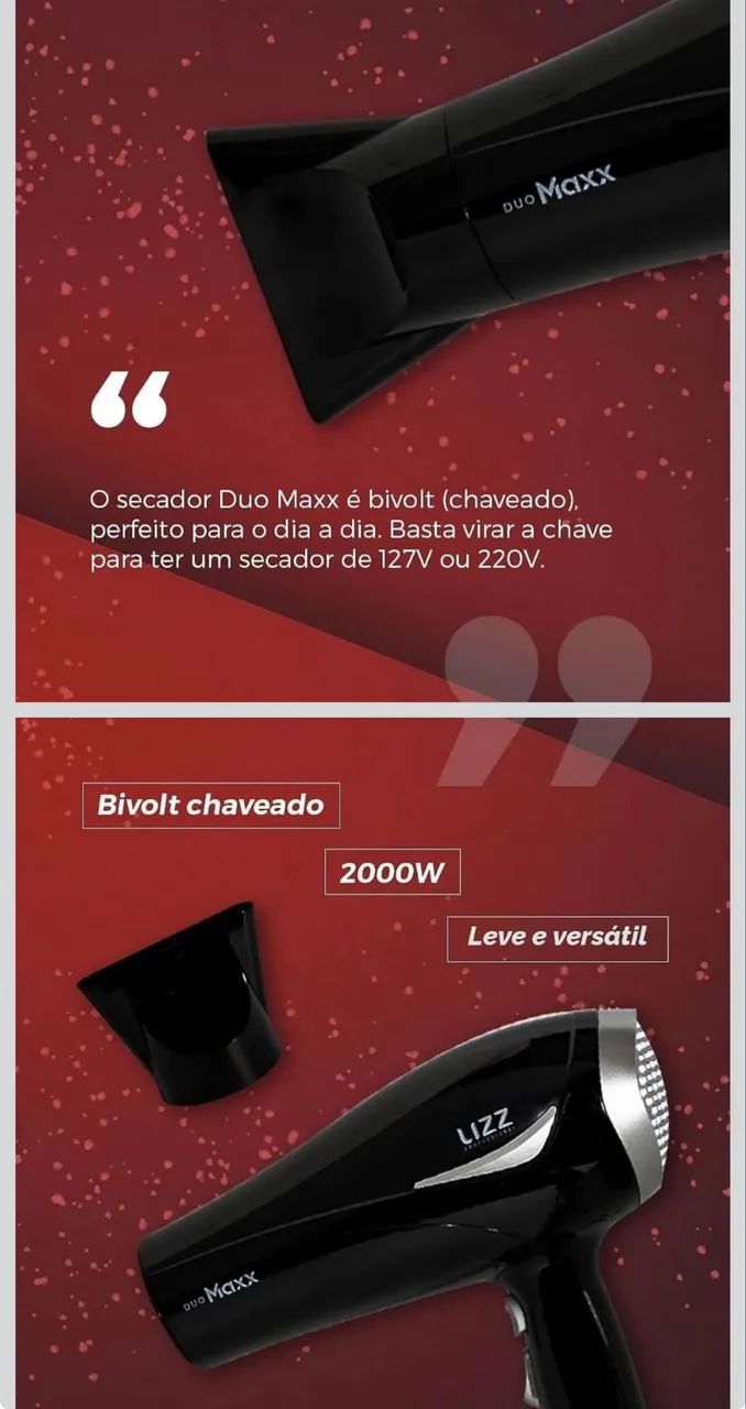 Lizz Professional Secador Lizz Duo Maxx 2000W Bivolt Preto - Foto 3
