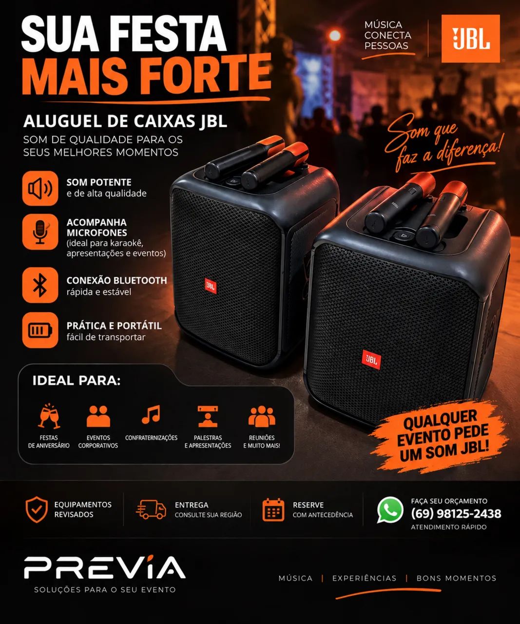 Aluguel de caixas JBL
