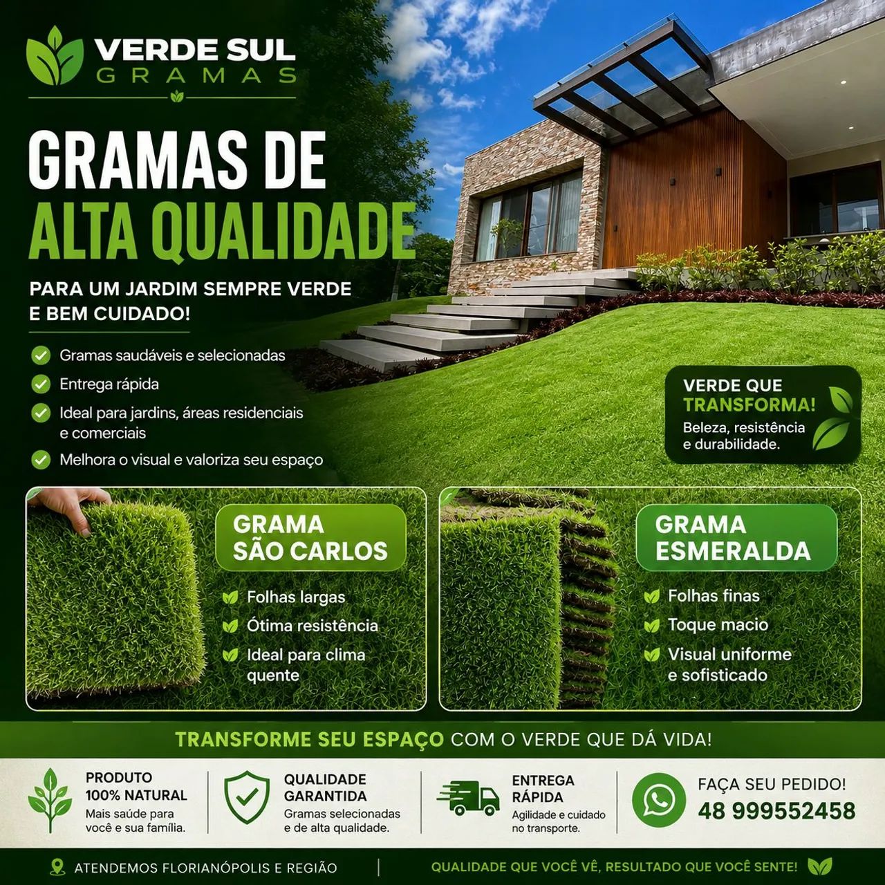 Grama alta qualidade grama são Carlos e esmeralda 