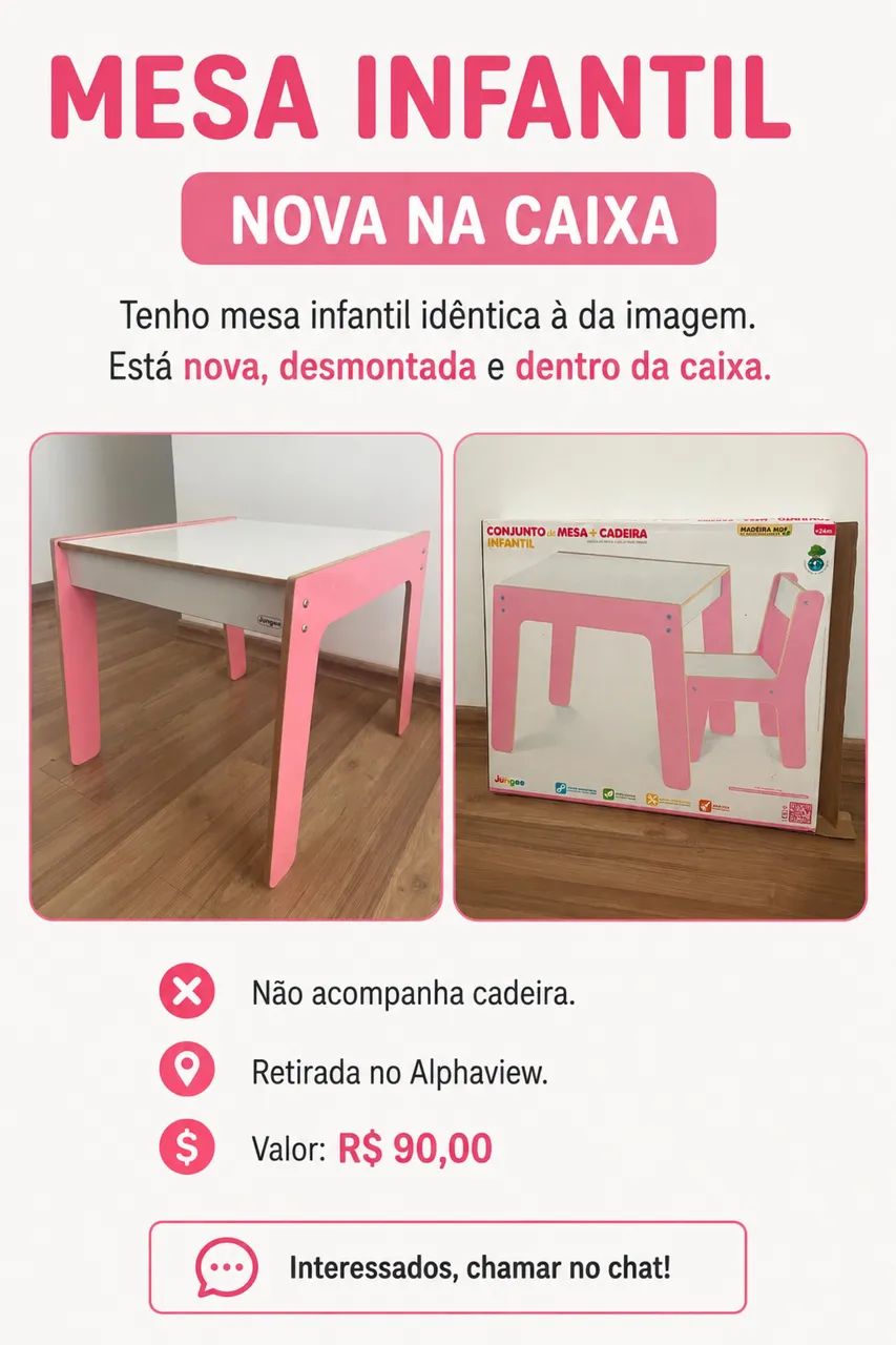 Mesa infantil  rosa - Foto 2