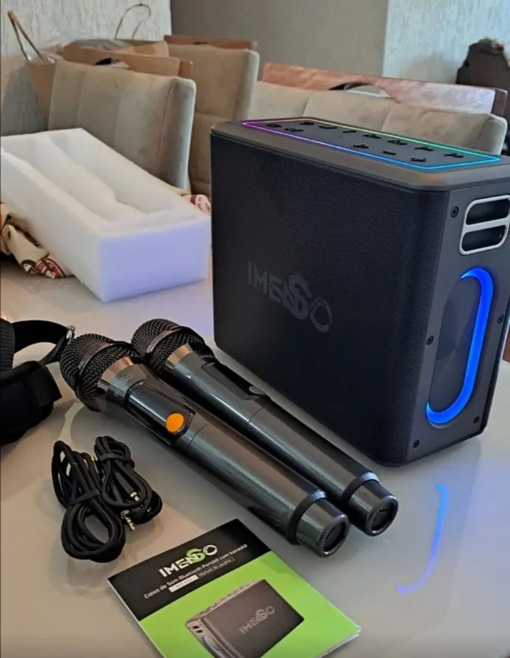 CAIXA DE SOM IMS-X32 com dois microfones sem fio de ótima qualidade nova - Foto 2
