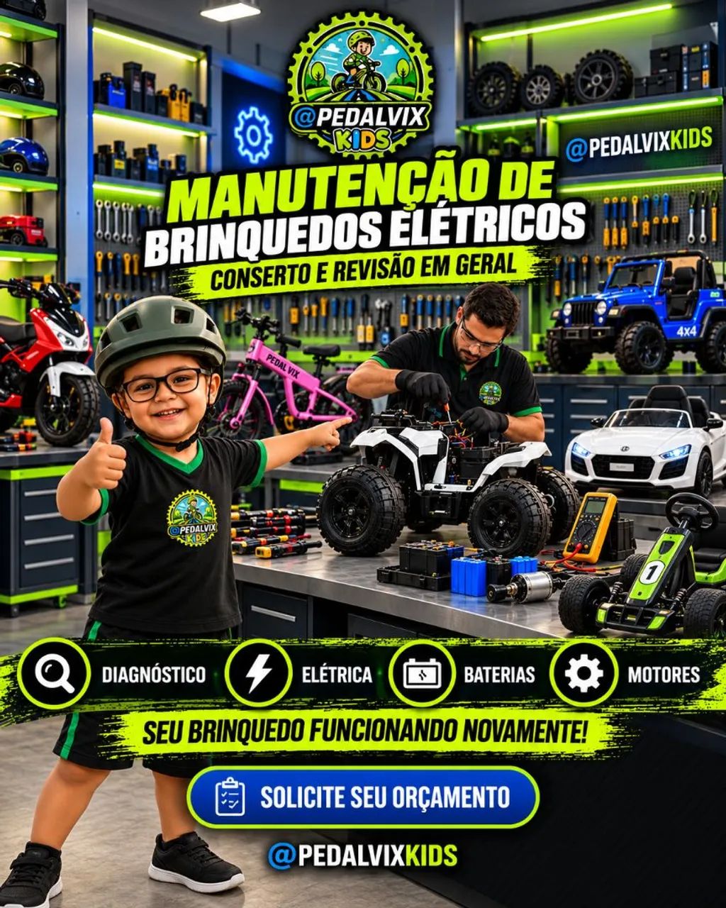 Brinquedo elétrico revisão e manutenção 