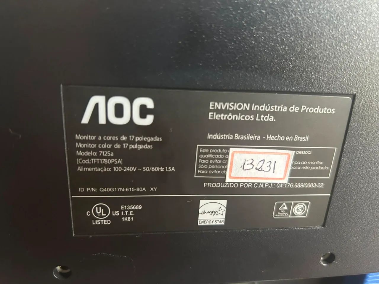 MONITOR AOC 17? LCD - FUNCIONANDO - ÓTIMO ESTADO - Foto 4