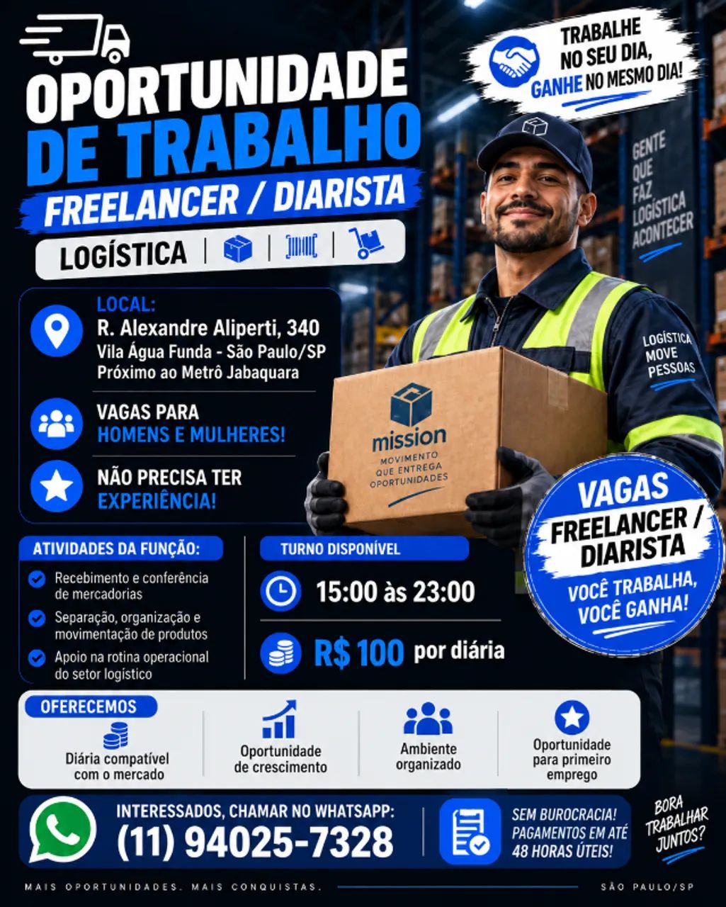 VAGA PARA OPERADOR DE LOGÍSTICA *FREELANCER*