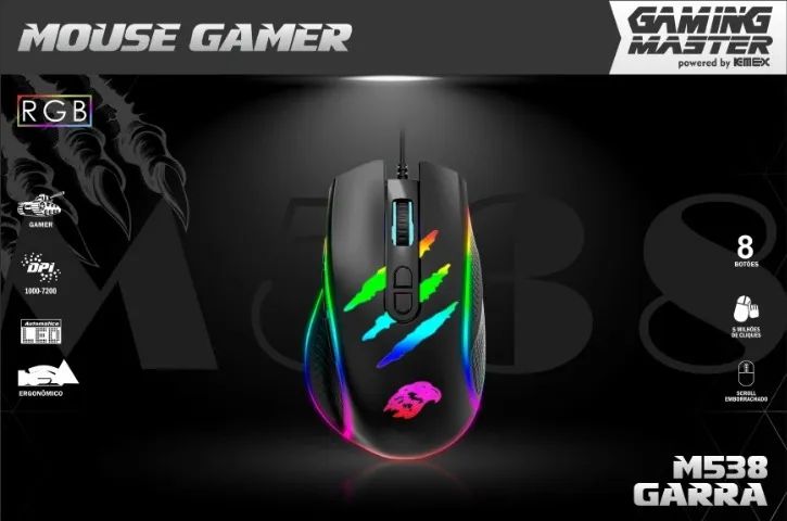Mouse Gamer 7200dpi Garra Programável M538 K-mex *ENTREGA GRÁTIS*