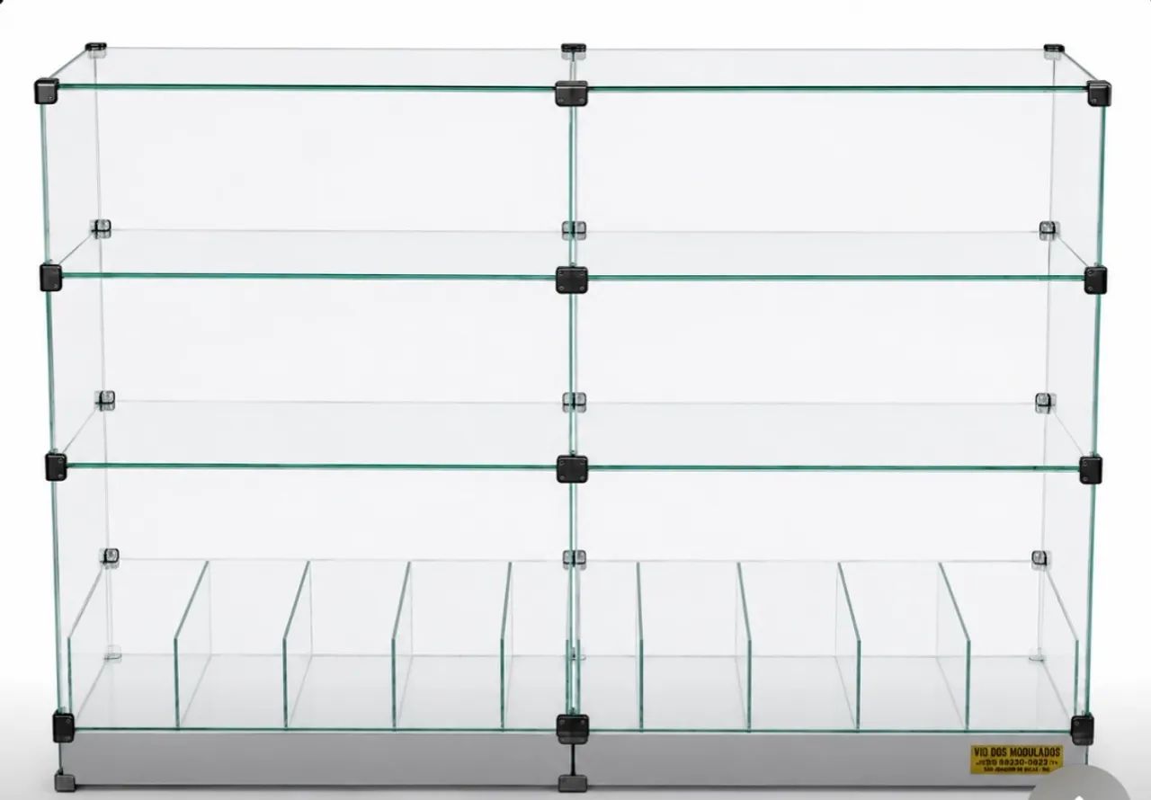 Balcão de Vidro Modulado com Colmeia / Divisórias - Ideal para Loja