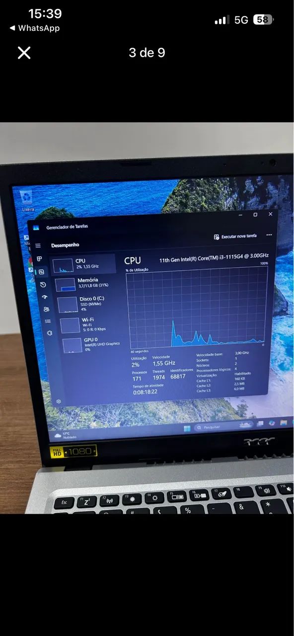 NOTEBOOK ACER, aceito celular em troca. - Foto 2