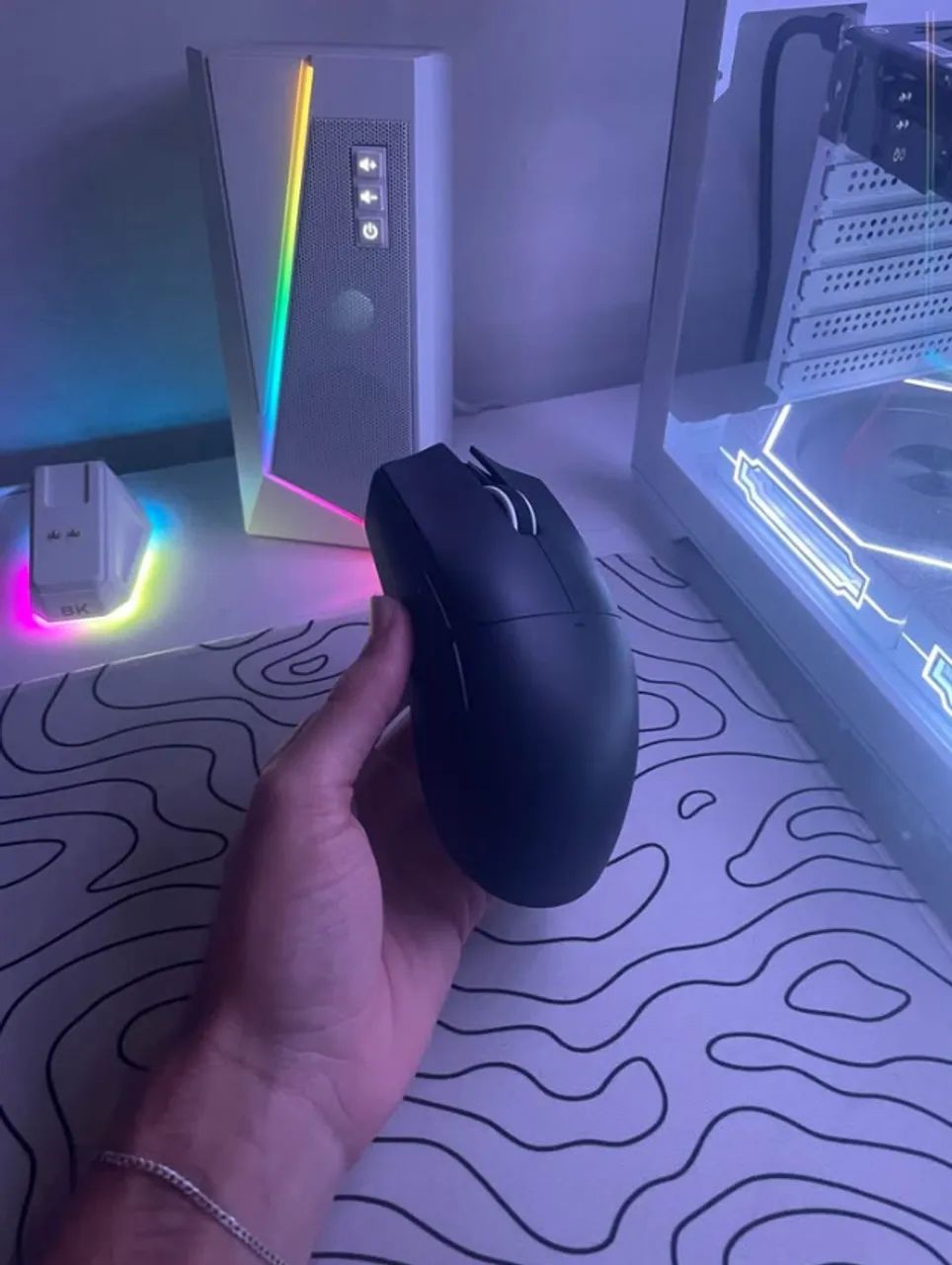 Mouse Gamer Attack Shark X11 RGB Com Base P/ Carregar - Foto 4