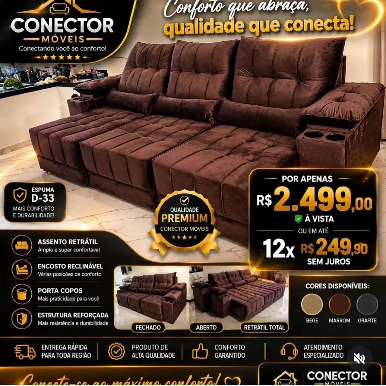 Sofá Retrátil 2.90 