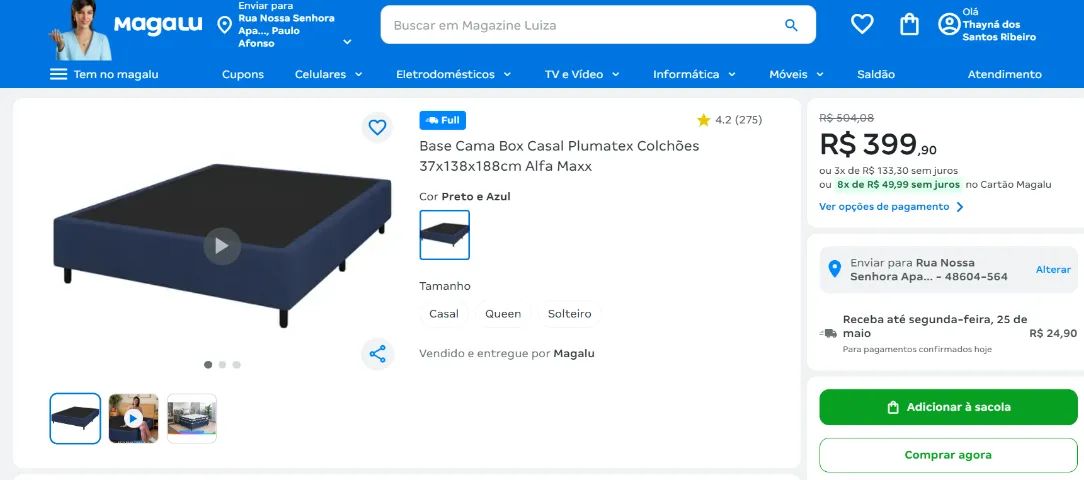 Cama box e base