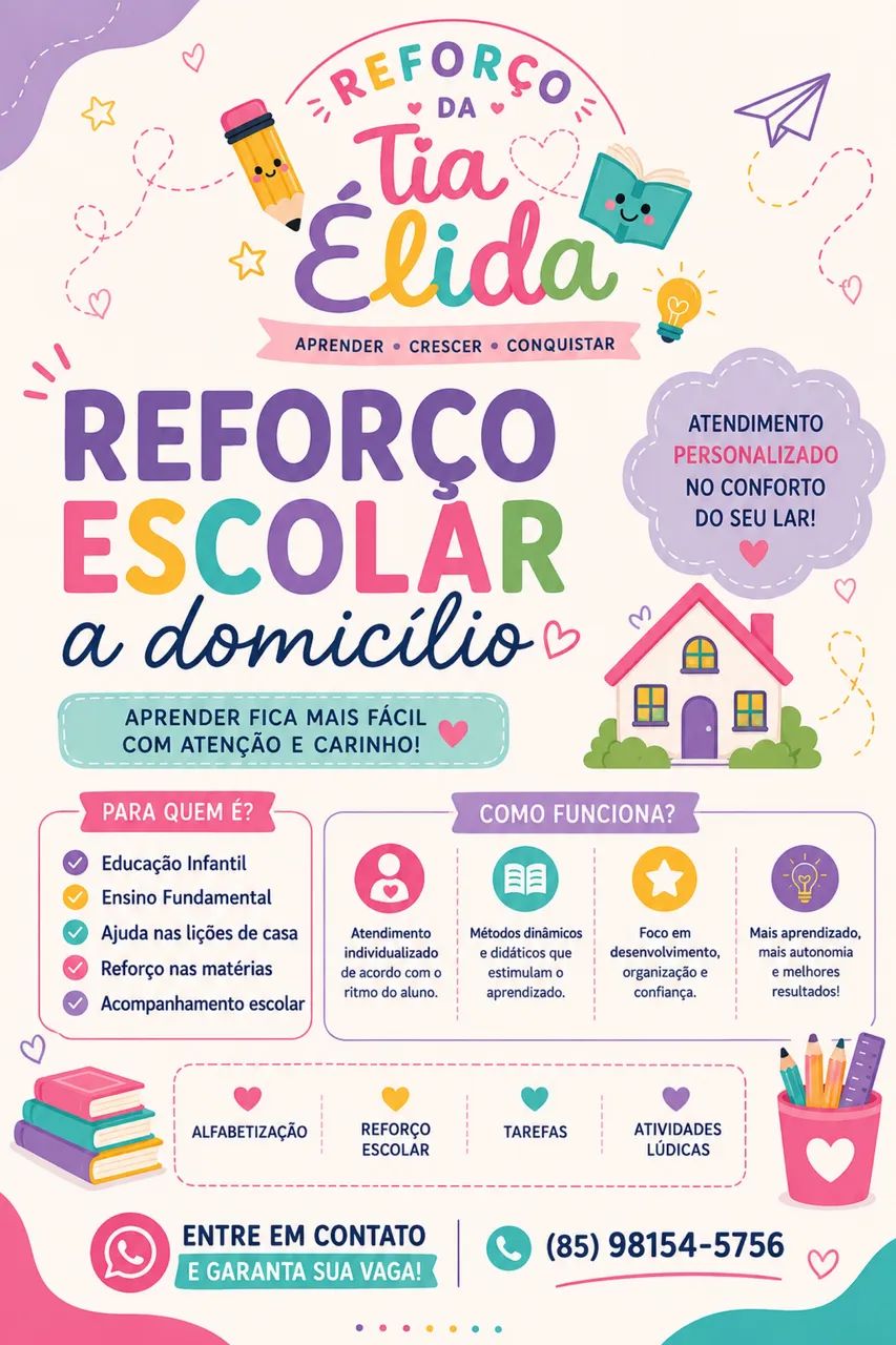 REFORÇO ESCOLAR A DOMICÍLIO
