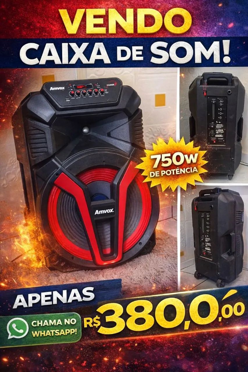 Vendo caixa de som potente de 780W, com som alto e grave forte