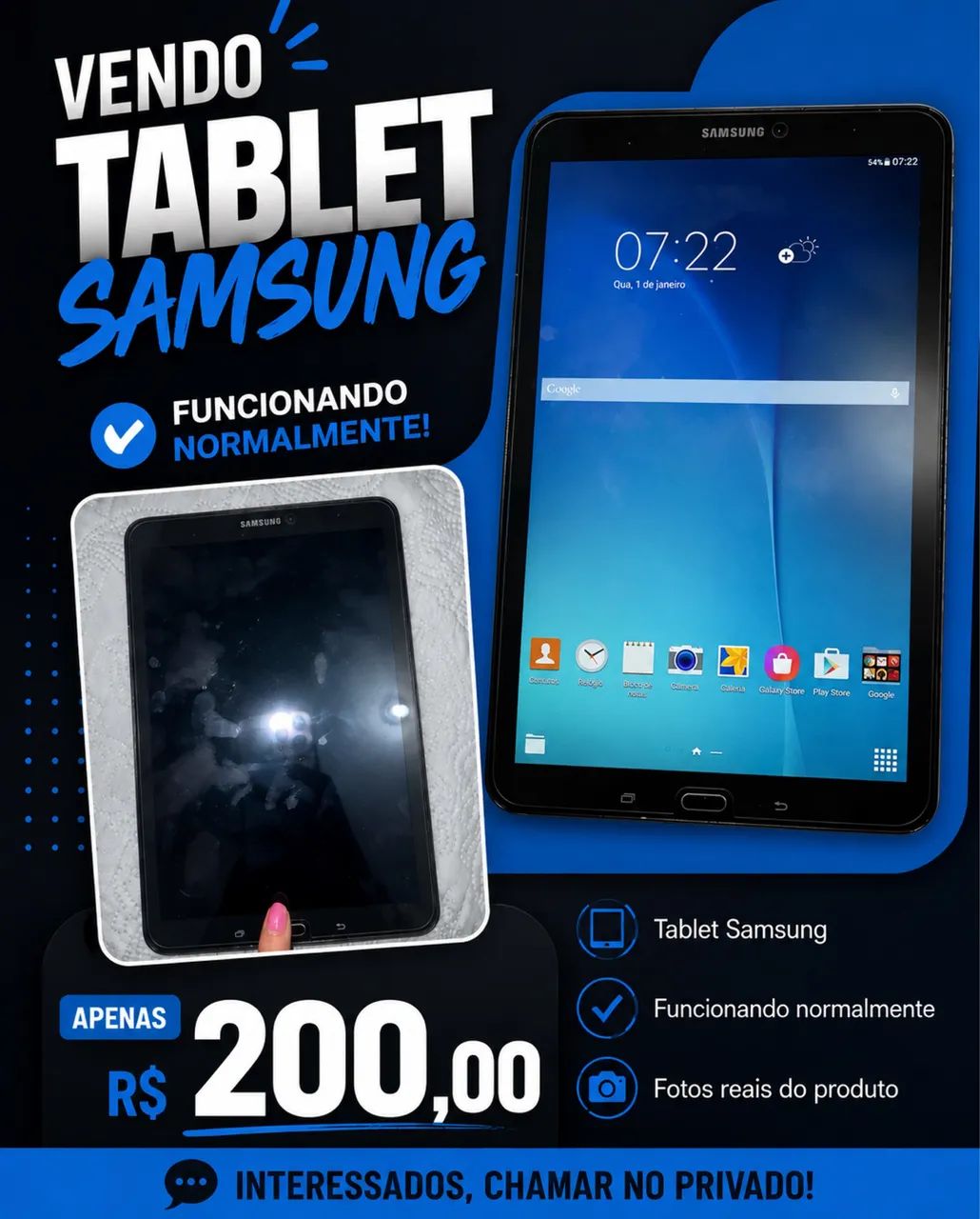 Samsung Galaxy Tab E 9.6 R$200 - Foto 3
