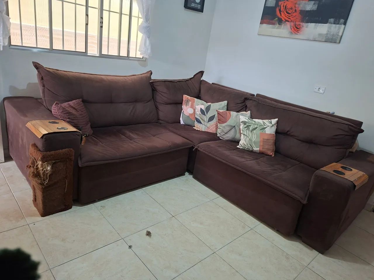 Sofa retrátil e reclinável usado 5,6 lugares65704308482561121