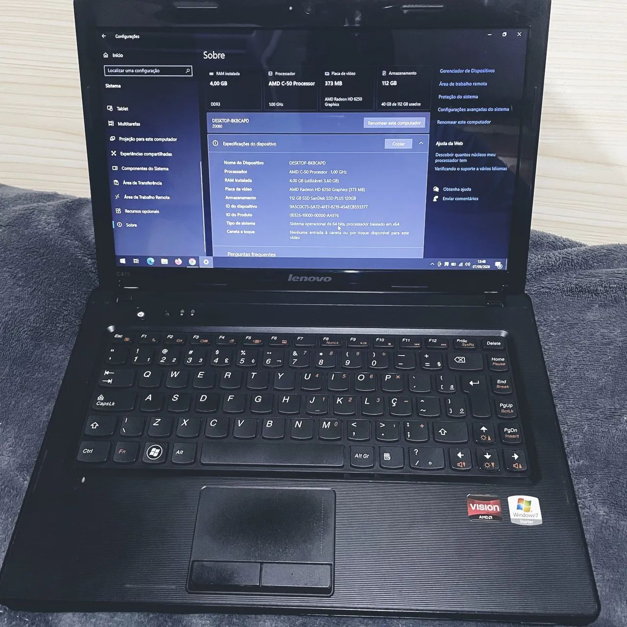 Notebook Lenovo 4 GB Ram SSD PLUS 120GB Placa de video 373mb - Foto 3