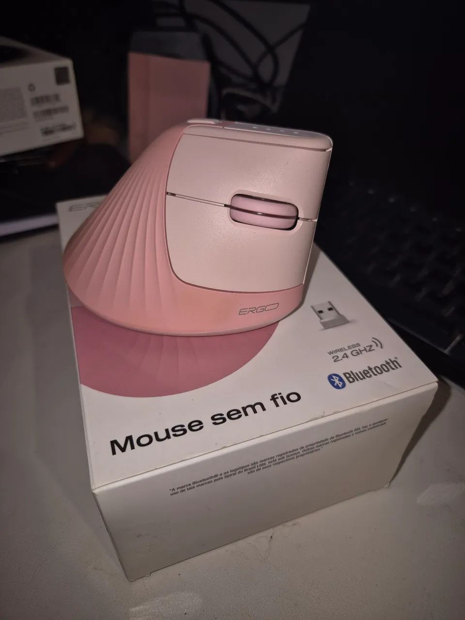 Mouse vertical ergo rosa bluetooth