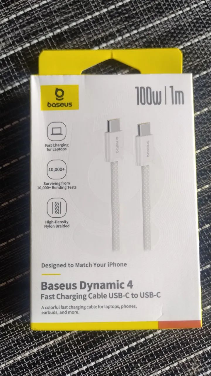 Cabo Baseus 100w tipo-C/tipo-C