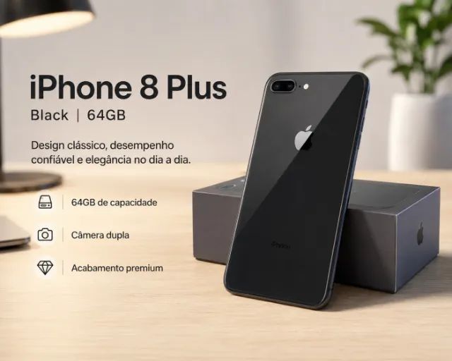 Apple iPhone 8 Plus Black (64GB) - Na caixa