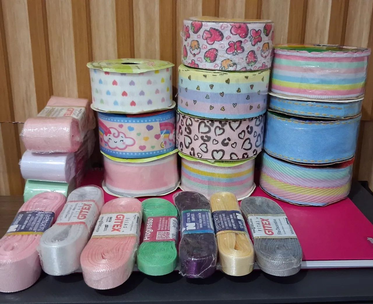 Fitas de gorgurão decoradas e lisas - Foto 2