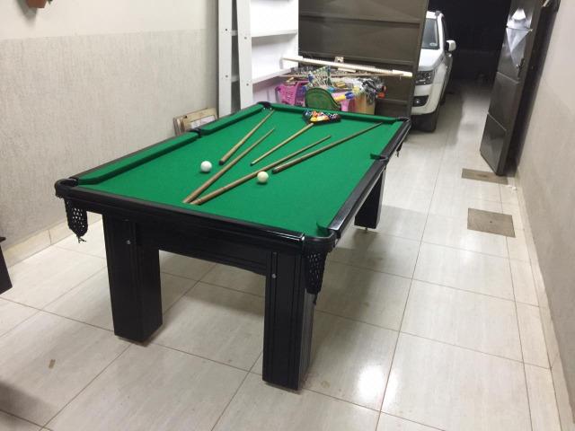 Mesa Madeira de Bilhar | Mesa Preta | Tecido Verde | Modelo: ZFNX6609