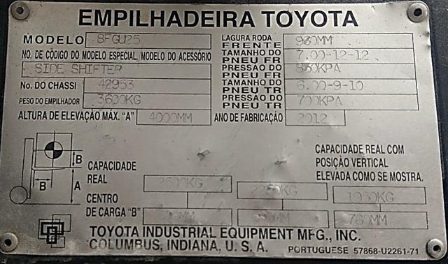Empilhadeira Toyota 8FGU25 - Foto 4