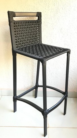 Banqueta Alta Aluminio Corda Náutica Preta - Foto 3