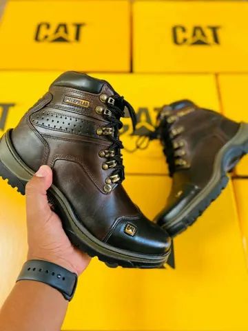 Botas coturno caterpillar couro original com palmilhas em gel laranja  - Foto 5