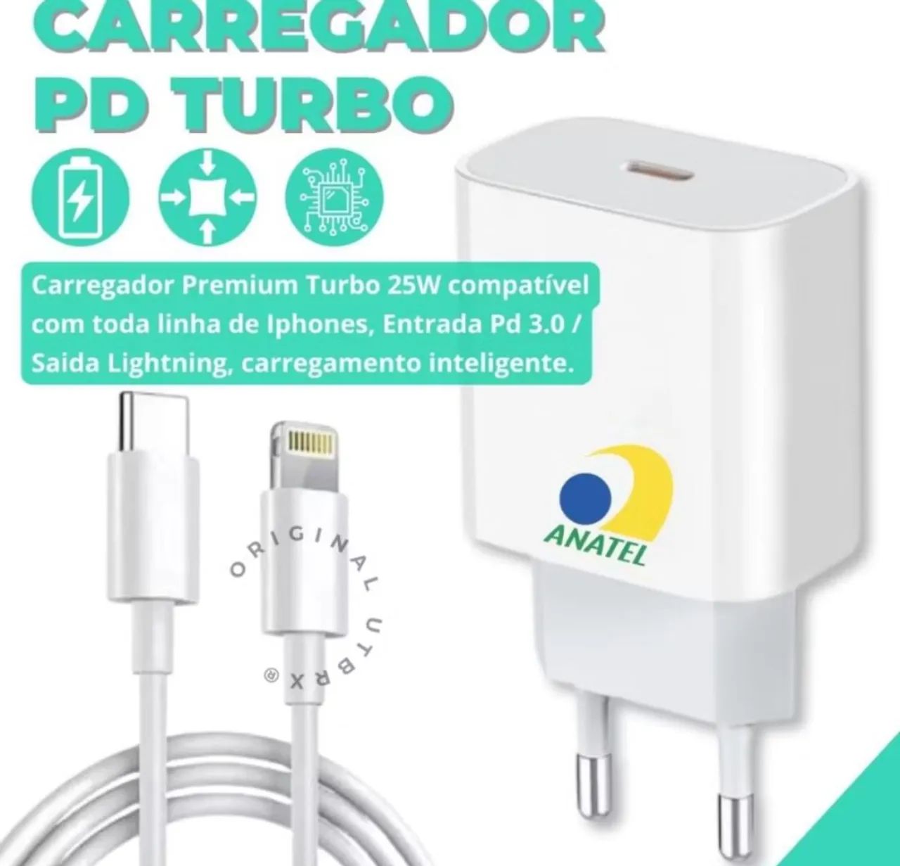 Carregador Turbo homologado pela Anatel apenas 60,00 - Foto 2
