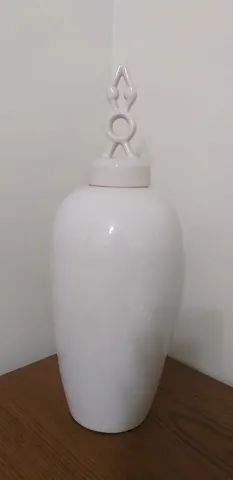 Jarro grande para decoração com tampa Cor Bege - Foto 3