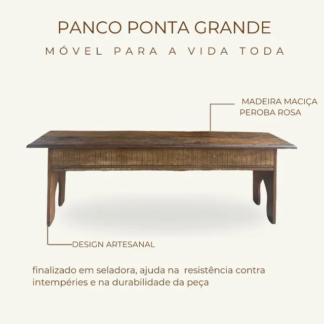 Banco ponta Grande madeira maciça