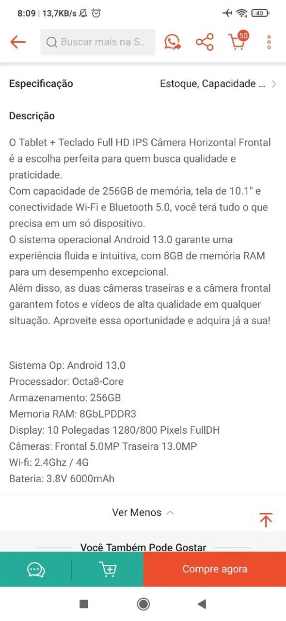 Tablet Novíssimo 64289268843649123