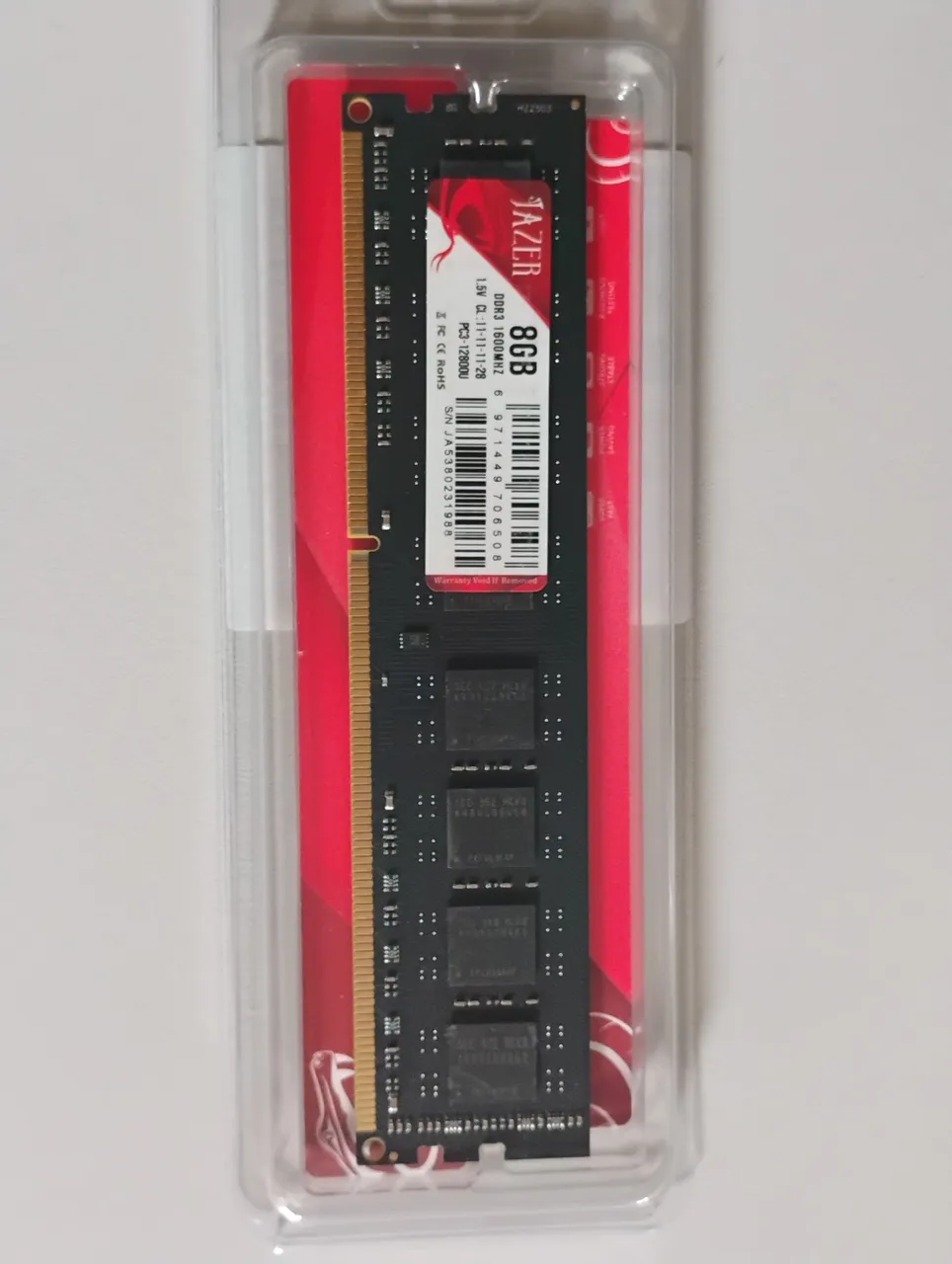 Memória RAM JAZER 8GB DDR3 1600MHz