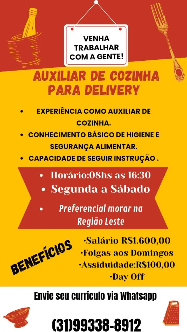 Auxiliar de Cozinha (Contratação Fixo CLT)
