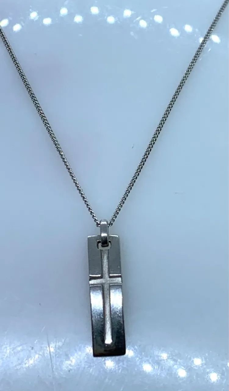 Colar de prata 925 pingente com detalhe em cruz  - Foto 2