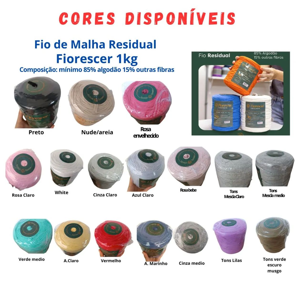 Fio de Malha residual para Artesanato crochê- 1kg - Diversas Cores - Foto 3