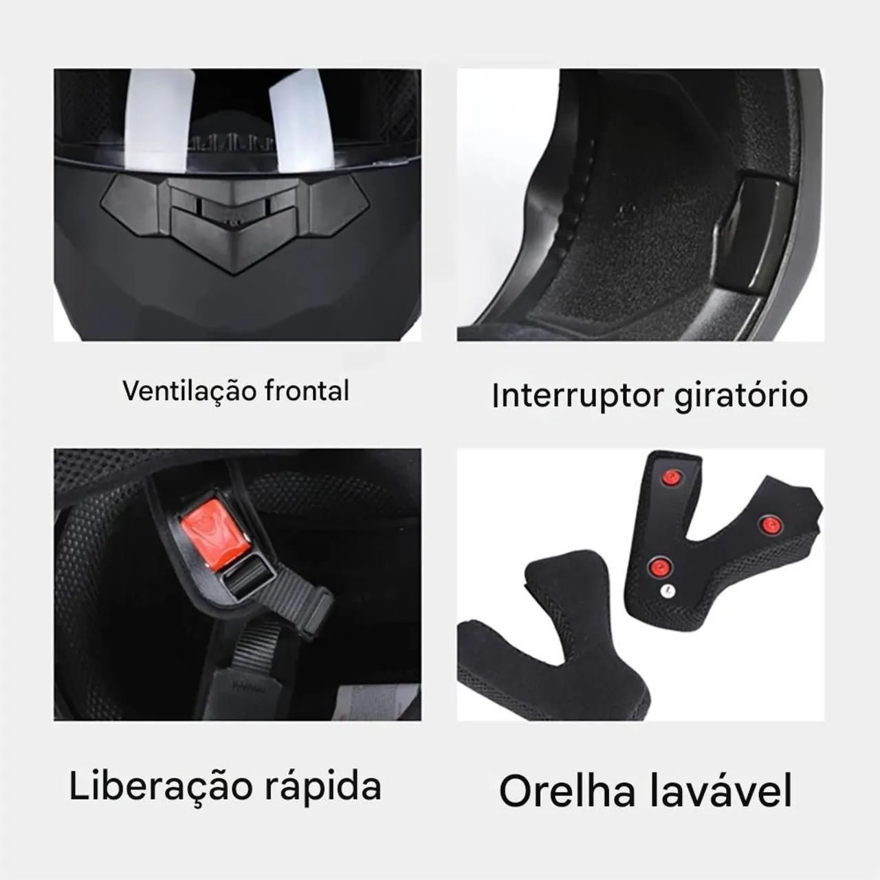 Capacete Modular BLD Preto com detalhes em dourado - Foto 2
